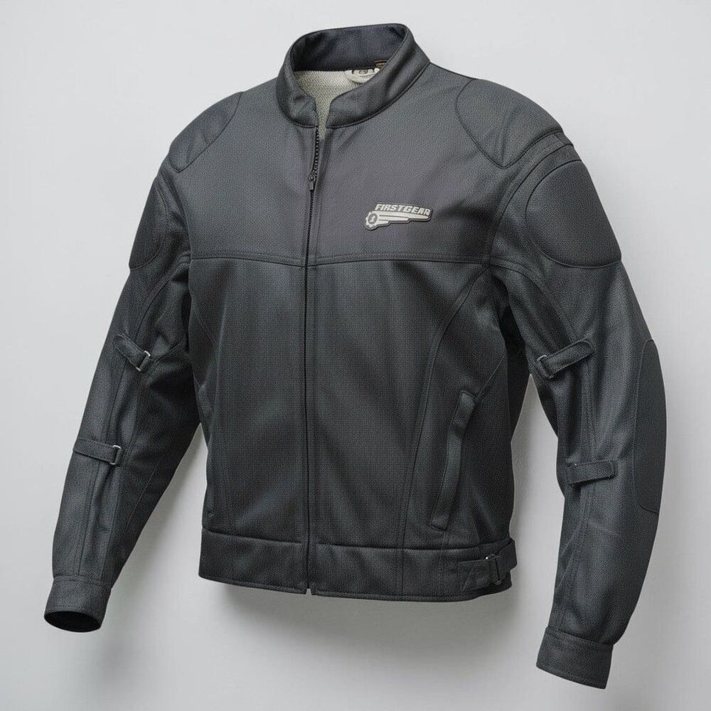 First Gear Mesh-Tex Hypertex Motorcycle Riding Jacket Mens XL Warm Weather Black